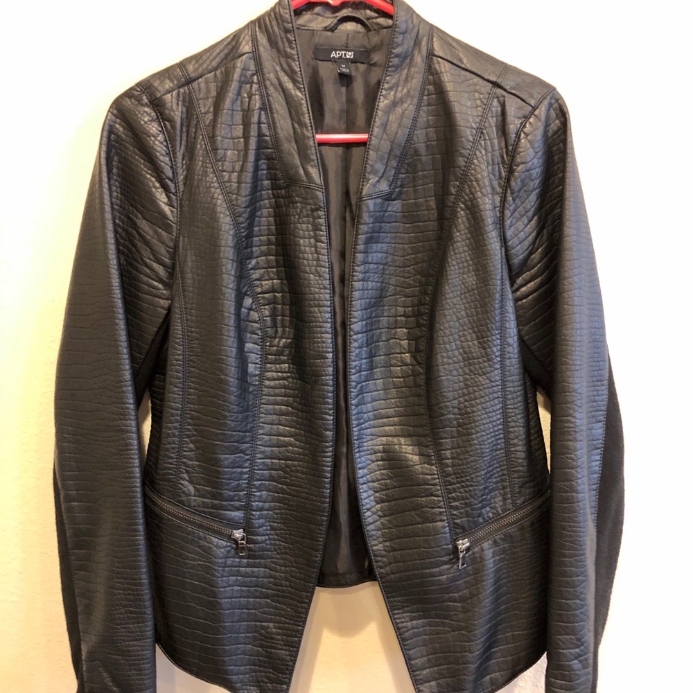 Reptile Textured Faux Leather Jacket
